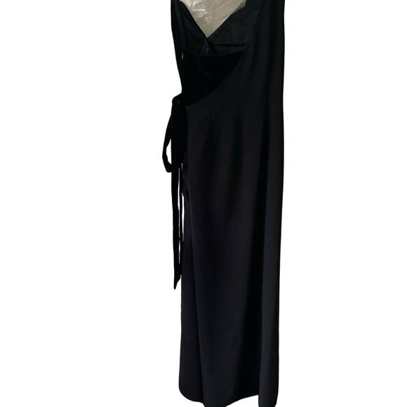 Jill Jill Stuart One Shoulder With Velvet Side Tie Black Formal Gown Size 6 - Picture 9 of 16
